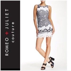 Romeo & Juliet Couture Lace Dress Navy Blue White Small New